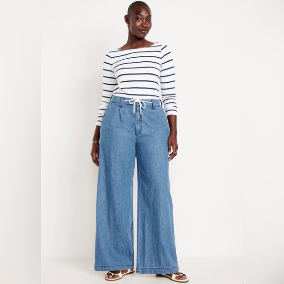 Old Navy Drapey Wide Leg Drawstring Pull-On Jeans size 16 *NWT* - Picture 1 of 8